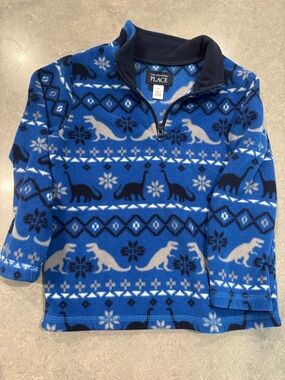 The Children's Place Blue Dino Fleece Half-Zip Pullover